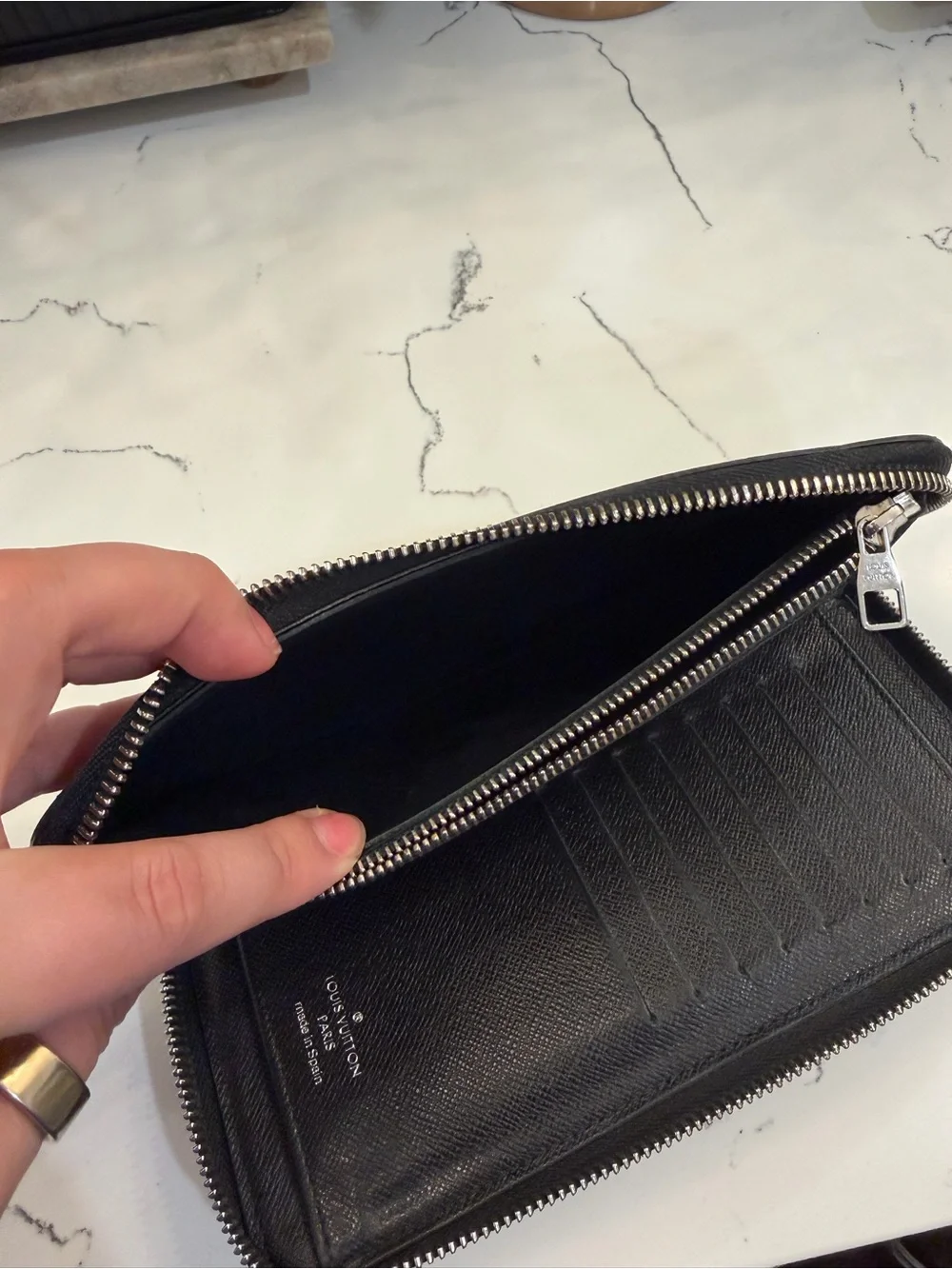Louis Vuitton Black Checkered Zip Wallet